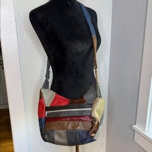 Patchwork Leather Hobo Bag Boho Slouchy Shoulder Purse Y2K artisan Indie
